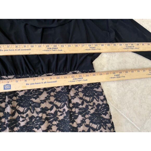 Coldwater Creek Blouson/Lace Cocktail party midi Dress women’s 12 Black L.S. - Picture 8 of 12